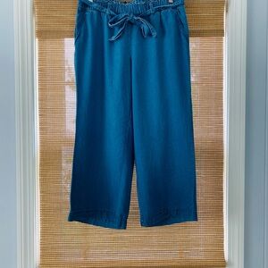 Faux jean Loft pants with tie at waist